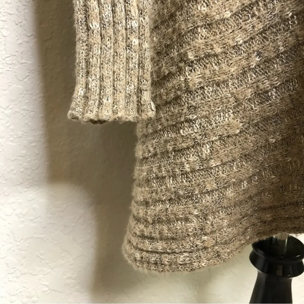 Free People Beached Shell tan ribbed open front wool blend cardigan size Small